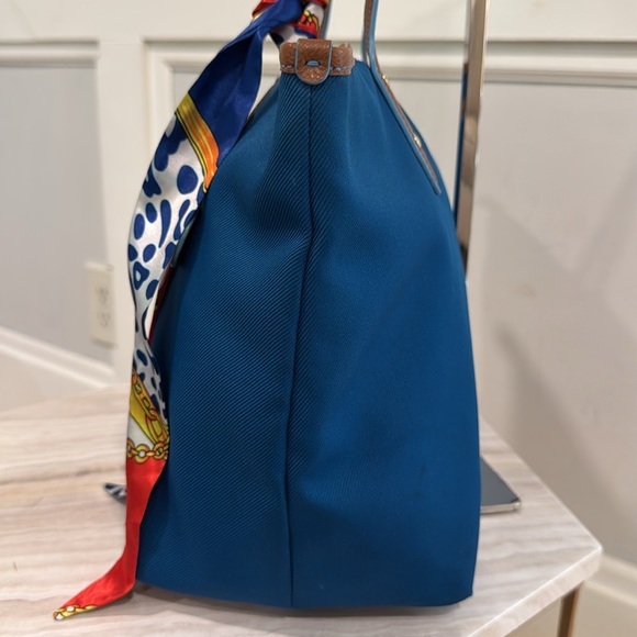 Coach Bag Canvas and Leather Trimmed Blue and Brown Tote - Picture 5 of 17